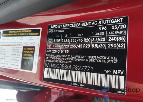 2020 Mercedes-Benz Glc 300 4Matic из США, поврежденный, VIN W1N0G8EB0LF827771